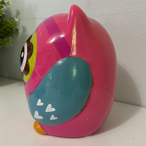 KIDS OWL CERAMIC PIGGY BANK PINK GIRLS BOYS 6.5’x5’x4’inch - Picture 4 of 17